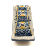 Lovely 19th Century Hand-painted French Faience Blotter in Blue and Yellow