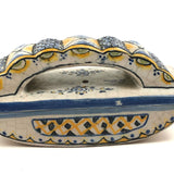 Lovely 19th Century Hand-painted French Faience Blotter in Blue and Yellow