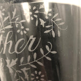 Mother + Father, Perfect Pair of Early 20th Century Stencil Etched Blown Glass Tumblers