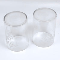 Mother + Father, Perfect Pair of Early 20th Century Stencil Etched Blown Glass Tumblers