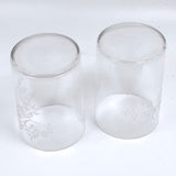 Mother + Father, Perfect Pair of Early 20th Century Stencil Etched Blown Glass Tumblers