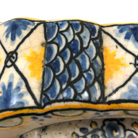 Lovely 19th Century Hand-painted French Faience Blotter in Blue and Yellow