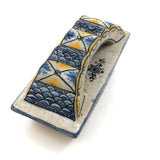 Lovely 19th Century Hand-painted French Faience Blotter in Blue and Yellow