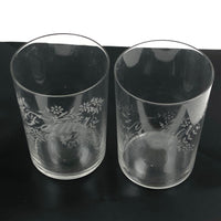 Mother + Father, Perfect Pair of Early 20th Century Stencil Etched Blown Glass Tumblers