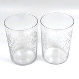 Mother + Father, Perfect Pair of Early 20th Century Stencil Etched Blown Glass Tumblers