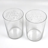 Mother + Father, Perfect Pair of Early 20th Century Stencil Etched Blown Glass Tumblers