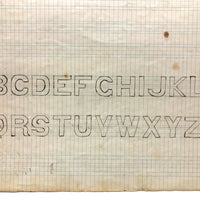 Section of 19th C. Penmanship Notebook with Block Letter  and Calligraphic Alphabets