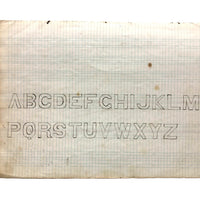 Section of 19th C. Penmanship Notebook with Block Letter  and Calligraphic Alphabets