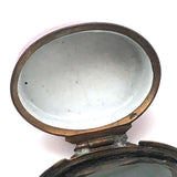 C. 1780 Battersea Bilston Enamelware Motto Patch Box with Interior Mirror