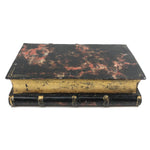 Wonderful 19th C. Tole Painted Double Sided Book Shaped Writing Box with Ink Wells