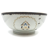 Late 18th C. Large Hand-painted Chinese Export Serving/Punch Bowl with Gorgeous Staple Repairs