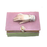 Book Shaped Porcelain Inkwell with Resting (But Poised to Write) Hand