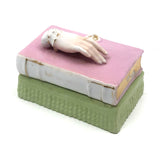 Book Shaped Porcelain Inkwell with Resting (But Poised to Write) Hand