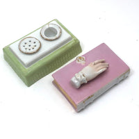 Book Shaped Porcelain Inkwell with Resting (But Poised to Write) Hand