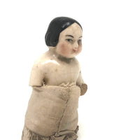 Soulful (and a Bit Venus-esque) Old Porcelain Figurine Fragment with Awkward Skirt