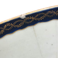 Late 18th C. Large Hand-painted Chinese Export Serving/Punch Bowl with Gorgeous Staple Repairs