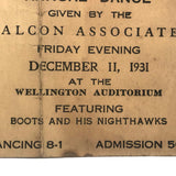 1931 Falcon Associates Annual Dance Invite, Featuring Boots and His Nighthawks