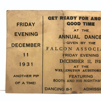 1931 Falcon Associates Annual Dance Invite, Featuring Boots and His Nighthawks