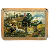 Benton-esque Old Folk Art Slate Painting, House With Mill