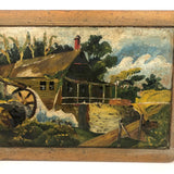 Benton-esque Old Folk Art Slate Painting, House With Mill