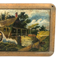 Benton-esque Old Folk Art Slate Painting, House With Mill