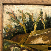 Benton-esque Old Folk Art Slate Painting, House With Mill