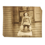 Wonderful Old Snapshot of Young Girl Perched on Watermelon