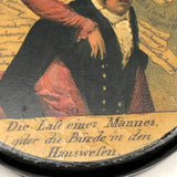 Nagging Wife, Burdened Husband, Early German Lacquered Papier Mache Snuff Box