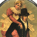 Nagging Wife, Burdened Husband, Early German Lacquered Papier Mache Snuff Box