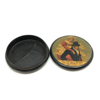 Nagging Wife, Burdened Husband, Early German Lacquered Papier Mache Snuff Box