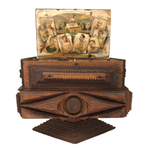 Unusual Antique Two Tiered Tramp Art Box with Pedestal Base and Handsome Champions!