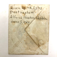 Latitia Heston's Thrice Handed Down Miniature Ink and Watercolor Map of Europe with Handwritten Provenence Envelope