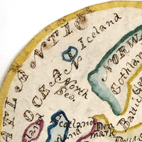 Latitia Heston's Thrice Handed Down Miniature Ink and Watercolor Map of Europe with Handwritten Provenence Envelope