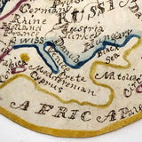 Latitia Heston's Thrice Handed Down Miniature Ink and Watercolor Map of Europe with Handwritten Provenence Envelope