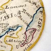 Latitia Heston's Thrice Handed Down Miniature Ink and Watercolor Map of Europe with Handwritten Provenence Envelope