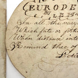 Latitia Heston's Thrice Handed Down Miniature Ink and Watercolor Map of Europe with Handwritten Provenence Envelope