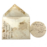 Latitia Heston's Thrice Handed Down Miniature Ink and Watercolor Map of Europe with Handwritten Provenence Envelope