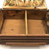 Unusual Antique Two Tiered Tramp Art Box with Pedestal Base and Handsome Champions!