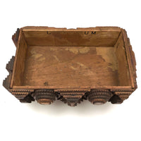 Unusual Antique Two Tiered Tramp Art Box with Pedestal Base and Handsome Champions!