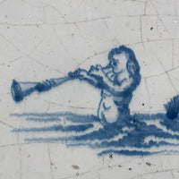 Mermaid, Early Delft Blue and White Tile, 17th-18th Century