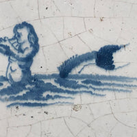 Mermaid, Early Delft Blue and White Tile, 17th-18th Century