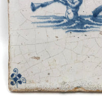 Mermaid, Early Delft Blue and White Tile, 17th-18th Century