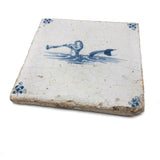 Mermaid, Early Delft Blue and White Tile, 17th-18th Century