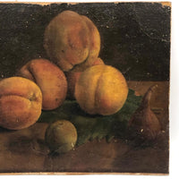 19th C. Oil on Board Peaches Still Life