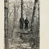 Two Men Balanced on Branch, Old Snapshot Photo