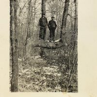 Two Men Balanced on Branch, Old Snapshot Photo