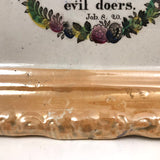 No Help for Evil Doers! Mid 19th C. Sunderland Lustreware Plaque