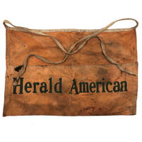 SOLD Beautifully Worn, Best Orange c. 1940s Herald American Newspaper Seller's Apron