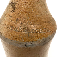 Drunken! Civil War Era Crooked Neck Knickerbocker NYC Stoneware Beer Bottle