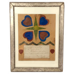 Unusual 19th Century Painted and Collaged Pennsylvania Valentine in Silver Gessoed Frame